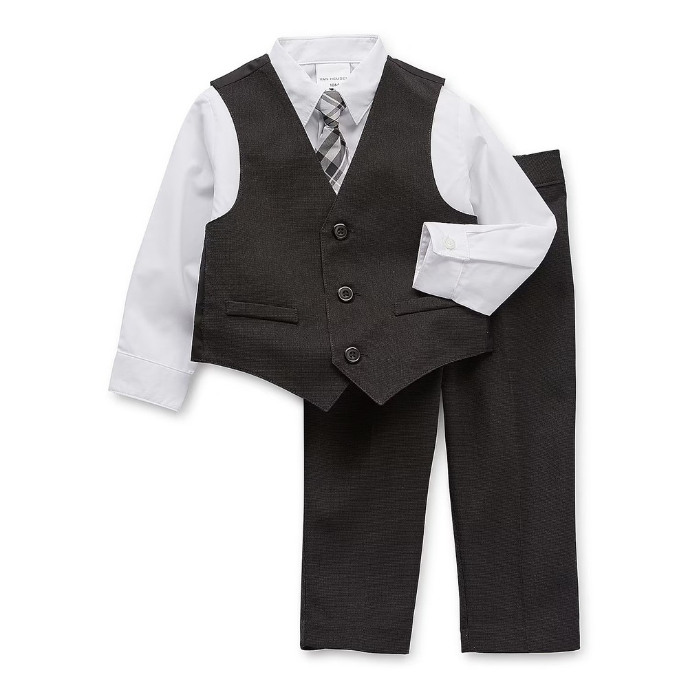 MSRP $54 Van Heusen Baby Boys 6/9 Months Black 4 Piece Suit Set